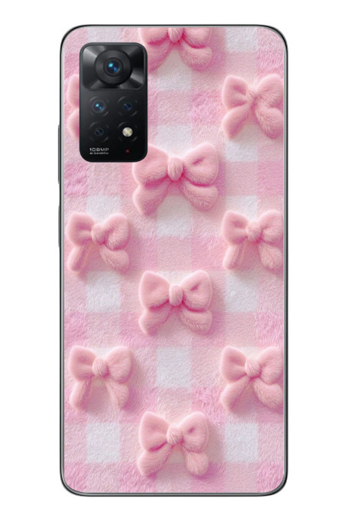 Redmi Note 11 Pro 4G Uyumlu Pembe Kurdeleler Baskılı Silikon Kılıf