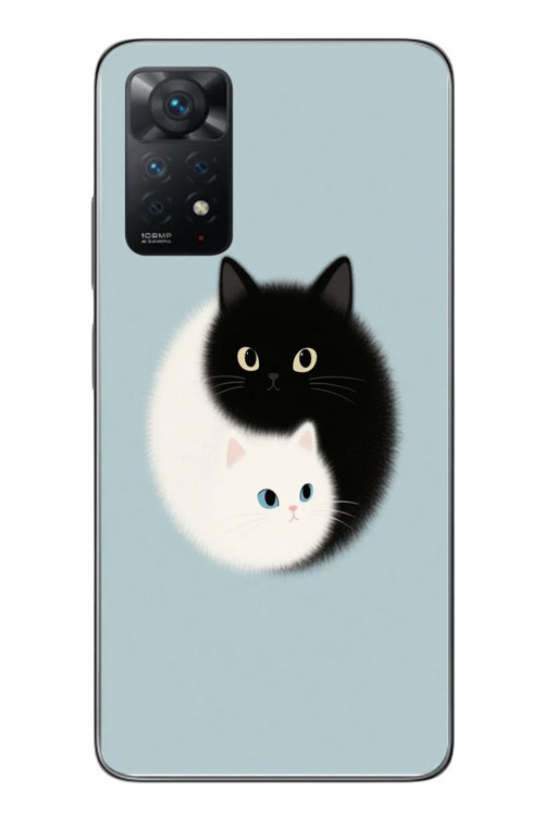 Redmi Note 11 Pro 4G Uyumlu Yin Yang Kediler Baskılı Silikon Kılıf