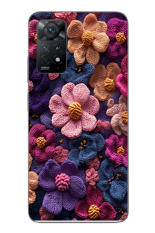 Redmi Note 11E Uyumlu Çiçek Örgüsü Baskılı Silikon Kılıf