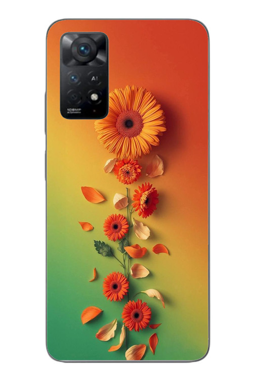 Redmi Note 11E Uyumlu Ayçiçeği Bükleleri Baskılı Silikon Kılıf