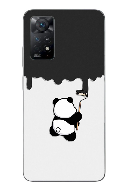 Redmi Note 11E Uyumlu Boyacı Panda Baskılı Silikon Kılıf
