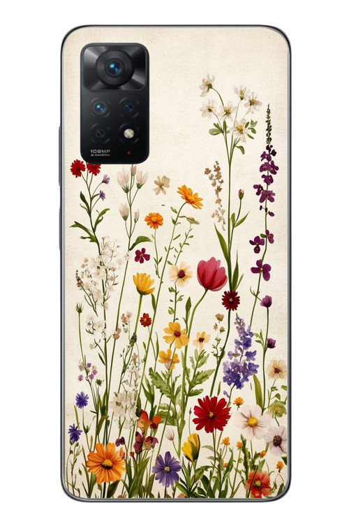 Redmi Note 11 Pro 4G Uyumlu Zarif Çiçekler Baskılı Silikon Kılıf