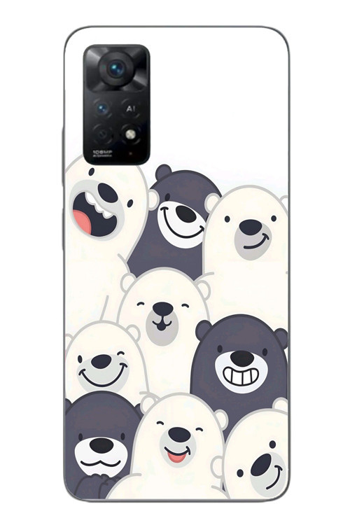 Redmi Note 11E Uyumlu Gülen Kutup Ayıları Baskılı Silikon Kılıf