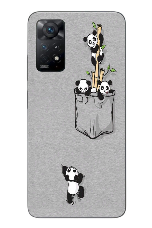 Redmi Note 11E Uyumlu Cepli Panda Baskılı Silikon Kılıf