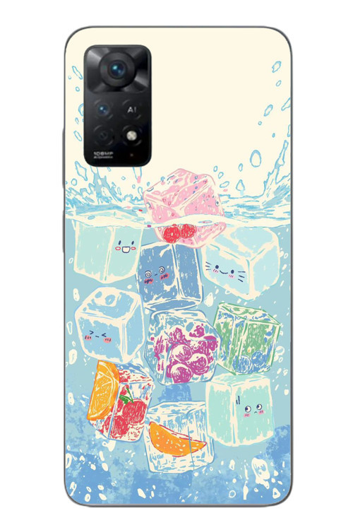 Redmi Note 11E Uyumlu Kare Buzlar Baskılı Silikon Kılıf