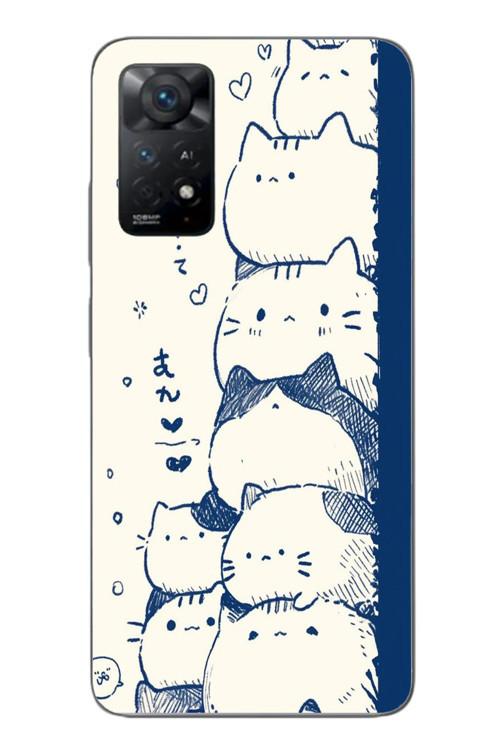 Redmi Note 11E Uyumlu Mavi Kedi Kardeşliği Baskılı Silikon Kılıf
