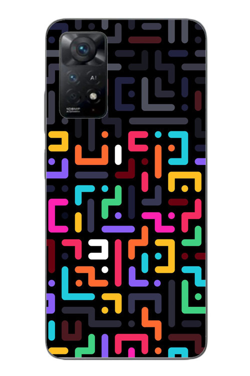 Redmi Note 11E Uyumlu Renkli Karışık Çizgiler Baskılı Silikon Kılıf