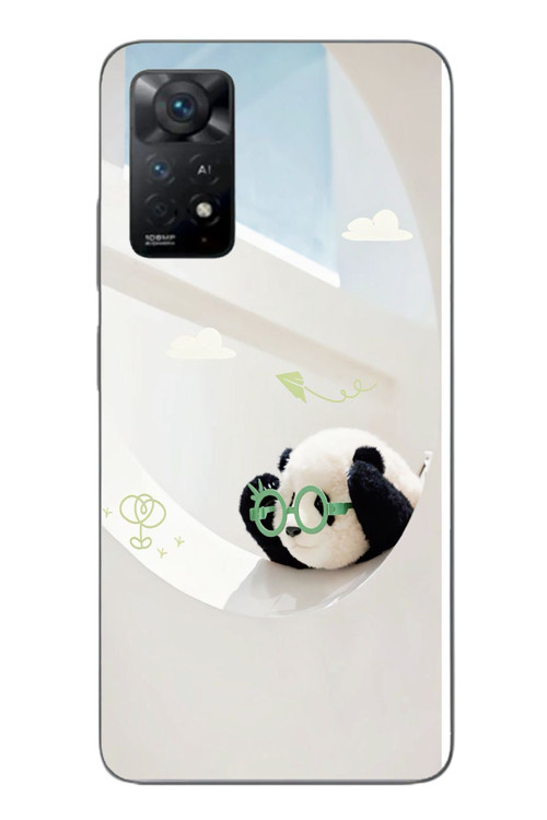 Redmi Note 11E Uyumlu Gözlüklü Panda Baskılı Silikon Kılıf