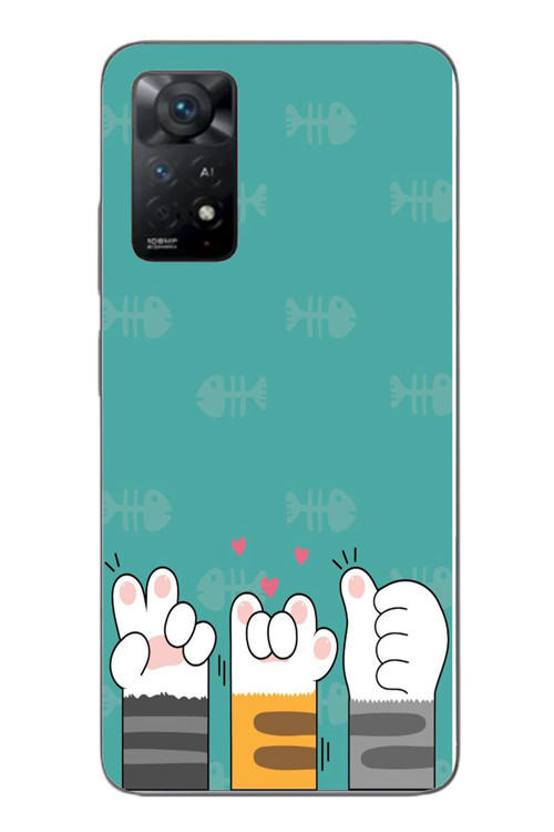 Redmi Note 11E Uyumlu Kedi Patileri Baskılı Silikon Kılıf
