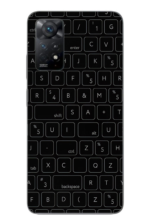 Redmi Note 11E Uyumlu Klavye Tuşları Baskılı Silikon Kılıf