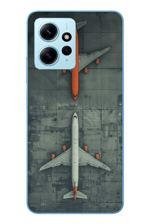 Redmi Note 12 4G Uyumlu İki Uçak Baskılı Silikon Kılıf