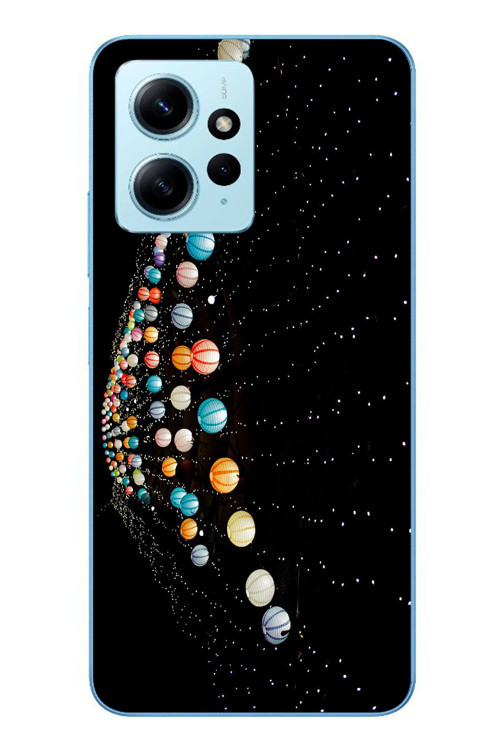 Redmi Note 12 4G Uyumlu Gezegenlerin Dansı Baskılı Silikon Kılıf