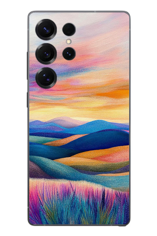 Samsung Galaxy S25 Ultra Uyumlu Renkli Pastel Günbatımı Baskılı Silikon Kılıf