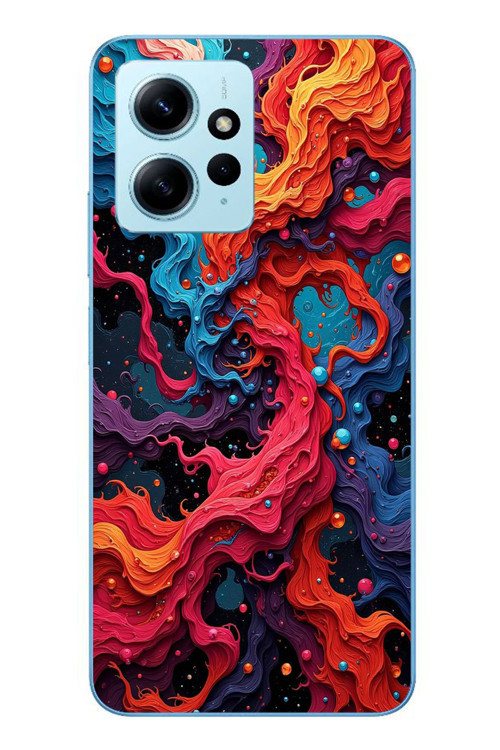 Redmi Note 12 4G Uyumlu Dalgaların İz Karışımı Baskılı Silikon Kılıf