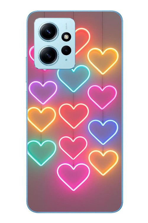 Redmi Note 12 4G Uyumlu Neon Kalpler Baskılı Silikon Kılıf