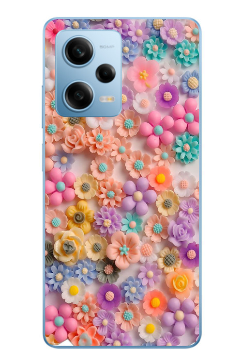 Redmi Note 12 Pro 5G Uyumlu Çiçek Bükleleri Baskılı Silikon Kılıf