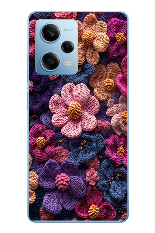 Redmi Note 12 Pro 5G Uyumlu Çiçek Örgüsü Baskılı Silikon Kılıf