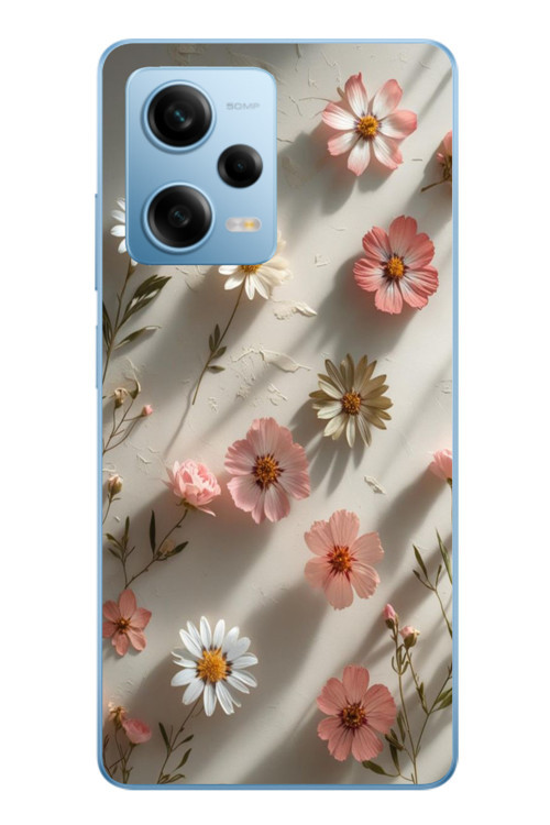 Redmi Note 12 Pro 5G Uyumlu Papatya Çiçekleri Baskılı Silikon Kılıf