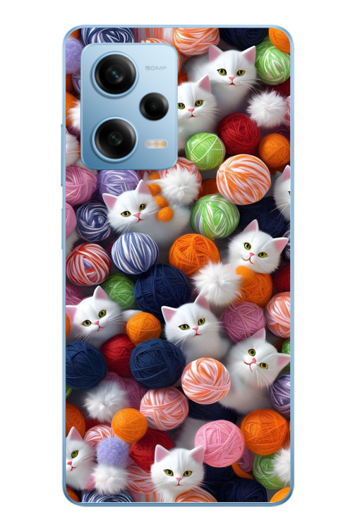 Redmi Note 12 Pro 5G Uyumlu Renkli Kediler Baskılı Silikon Kılıf