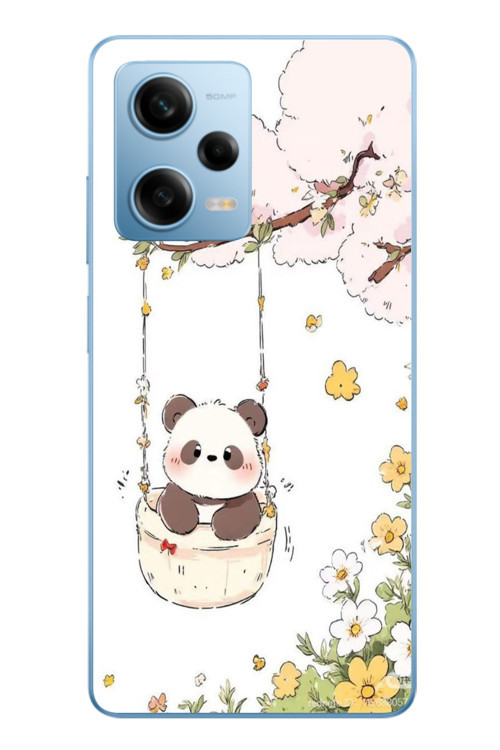 Redmi Note 12 Pro 5G Uyumlu Sallanan Panda Baskılı Silikon Kılıf