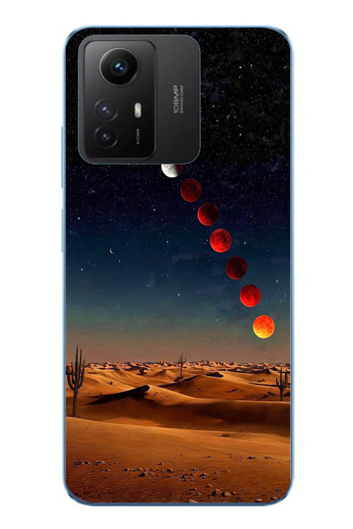 Redmi Note 12S Uyumlu Ayın Geçişi Baskılı Silikon Kılıf