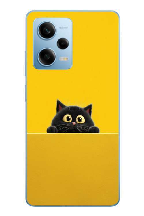 Redmi Note 12 Pro 5G Uyumlu Sarı Gözlü Kedi Baskılı Silikon Kılıf