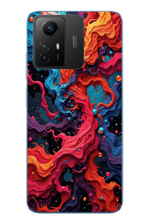Redmi Note 12S Uyumlu Dalgaların İz Karışımı Baskılı Silikon Kılıf