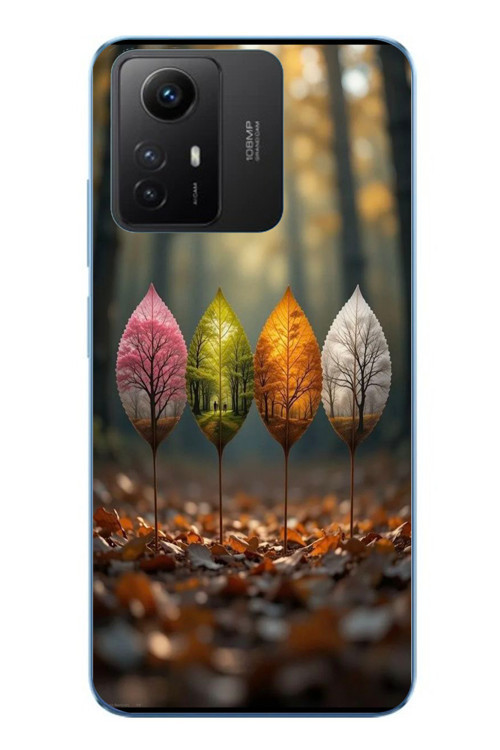 Redmi Note 12S Uyumlu Dört Mevsim Yaprakları Baskılı Silikon Kılıf