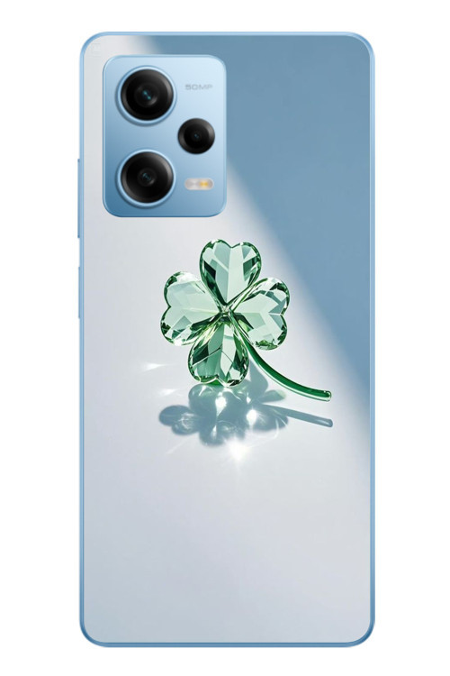 Redmi Note 12 Pro 5G Uyumlu Yeşil Yonca Baskılı Silikon Kılıf