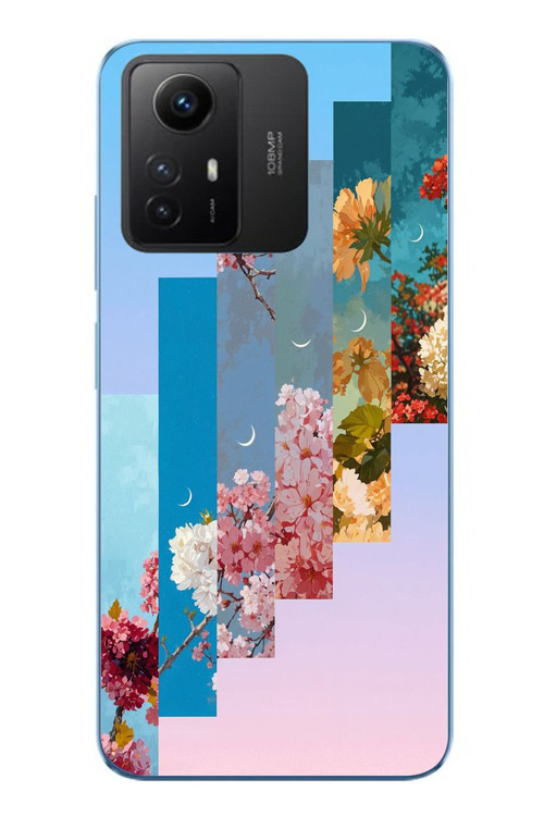 Redmi Note 12S Uyumlu Dik Çiçek Tabloları Baskılı Silikon Kılıf