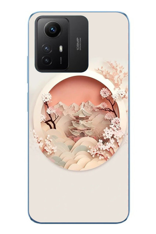 Redmi Note 12S Uyumlu Manzar Retro Yuvarlak Baskılı Silikon Kılıf