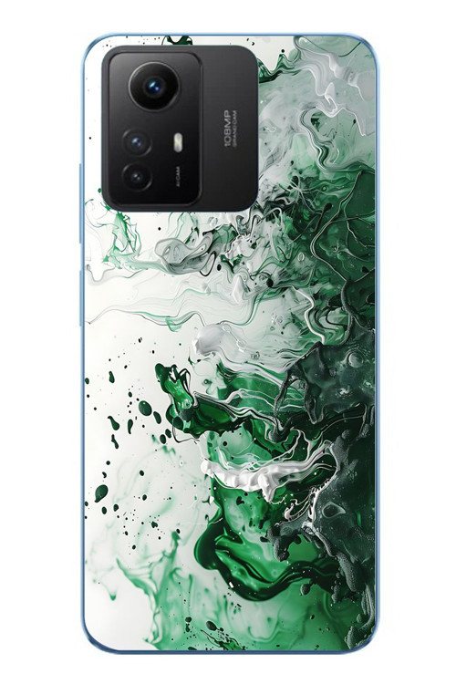 Redmi Note 12S Uyumlu Yeşil Beyaz Dalgalar Baskılı Silikon Kılıf