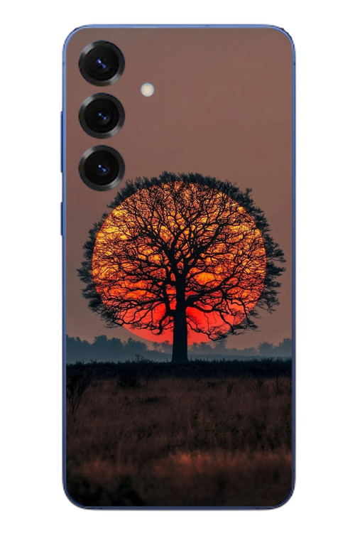 Samsung Galaxy S25 Plus Uyumlu Güneşe Denk Gelen Ağaç Baskılı Silikon Kılıf