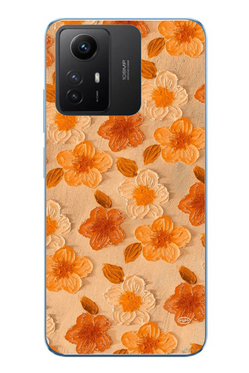 Redmi Note 12S Uyumlu Turuncu Papatyalar Baskılı Silikon Kılıf