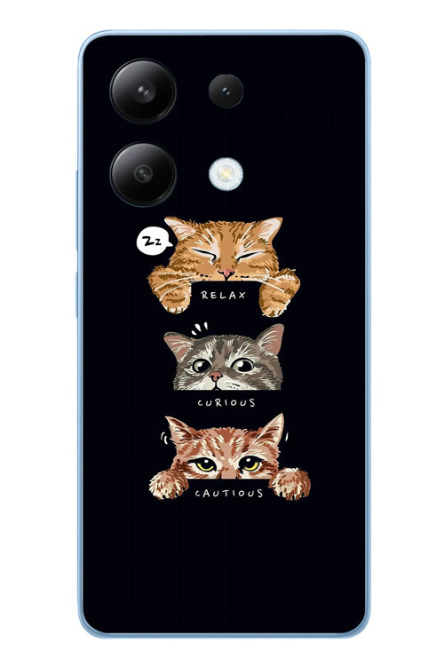 Redmi Note 13 4G Uyumlu Kedi Halleri Baskılı Silikon Kılıf