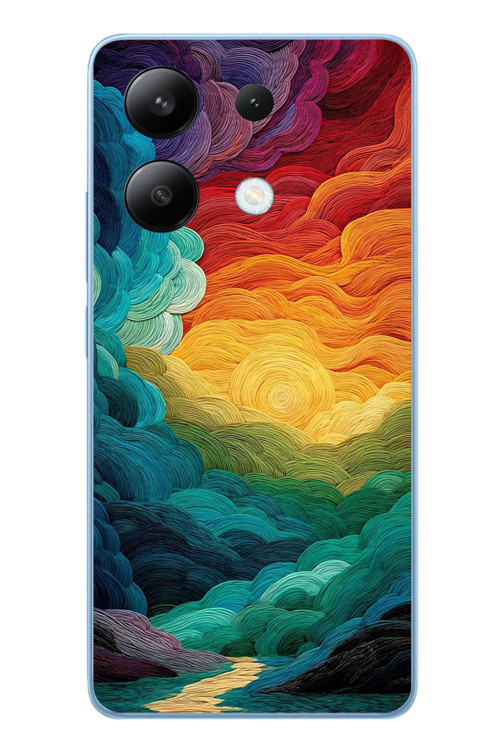 Redmi Note 13 4G Uyumlu Gün Doğumu ve Batımı Baskılı Silikon Kılıf