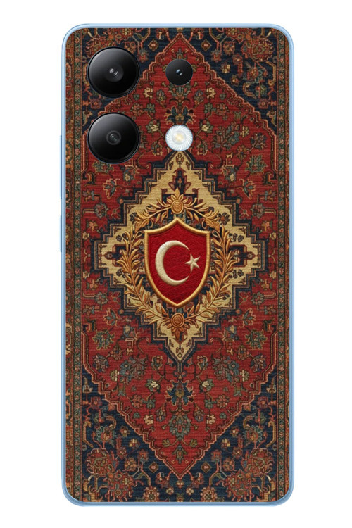 Redmi Note 13 4G Uyumlu Türkiye Bayraklı Halı Baskılı Silikon Kılıf