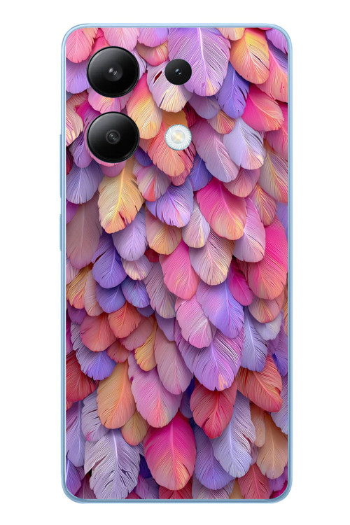 Redmi Note 13 4G Uyumlu Tüylü Kalpler Baskılı Silikon Kılıf