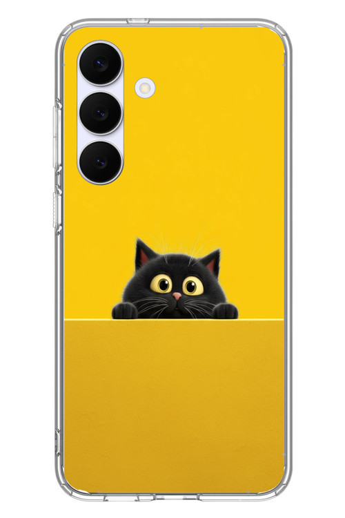 Samsung Galaxy S25 FE Uyumlu Sarı Gözlü Kedi Baskılı Silikon Kılıf