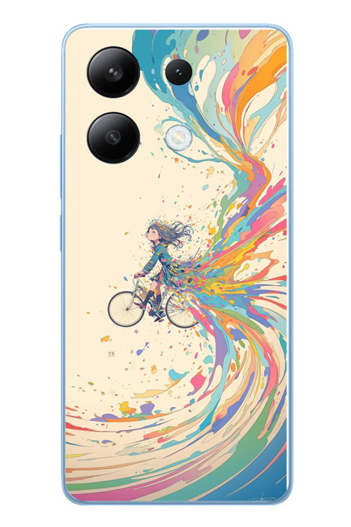 Redmi Note 13 4G Uyumlu Rengarenk Bisikletli Kız Baskılı Silikon Kılıf
