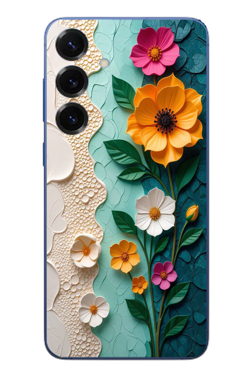 Samsung Galaxy S25 Plus Uyumlu Güzel Modern Çiçekler Baskılı Silikon Kılıf