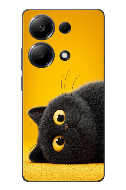 Redmi Note 13 Pro 4G Uyumlu Yan Bakan Siyah Kedi Baskılı Silikon Kılıf