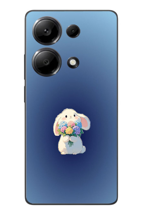 Redmi Note 13 Pro 4G Uyumlu Çiçekli Tavşan Baskılı Silikon Kılıf