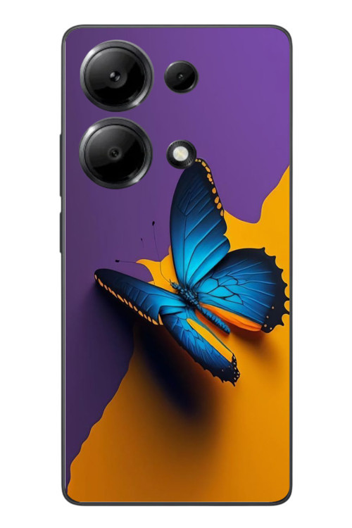 Redmi Note 13 Pro 4G Uyumlu Mavi Kelebek Baskılı Silikon Kılıf