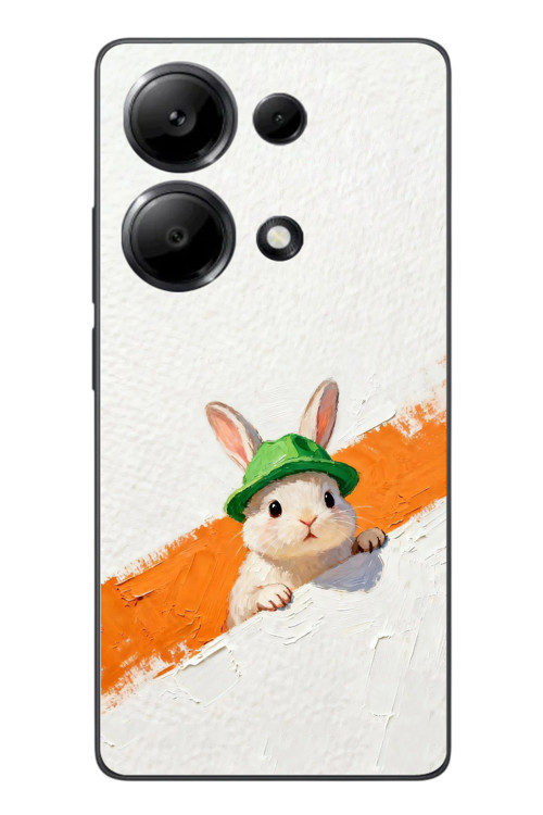 Redmi Note 13 Pro 4G Uyumlu Yeşil Şapkalı Tavşan Baskılı Silikon Kılıf