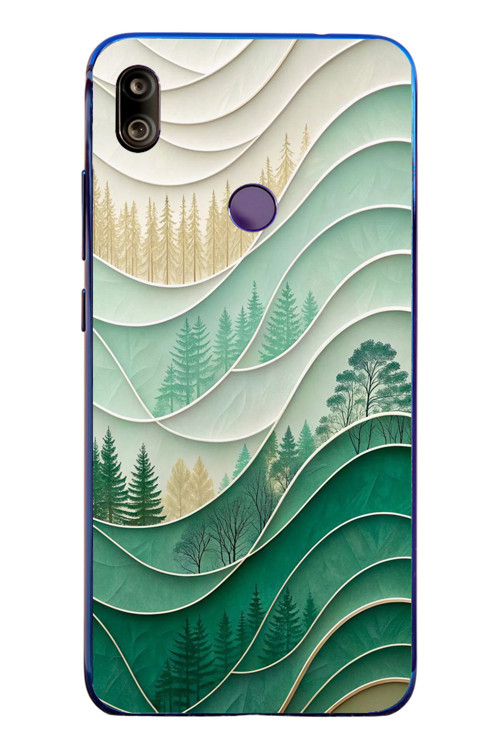 Redmi Note 7 Uyumlu Beyaz Çizgili Orman Baskılı Silikon Kılıf
