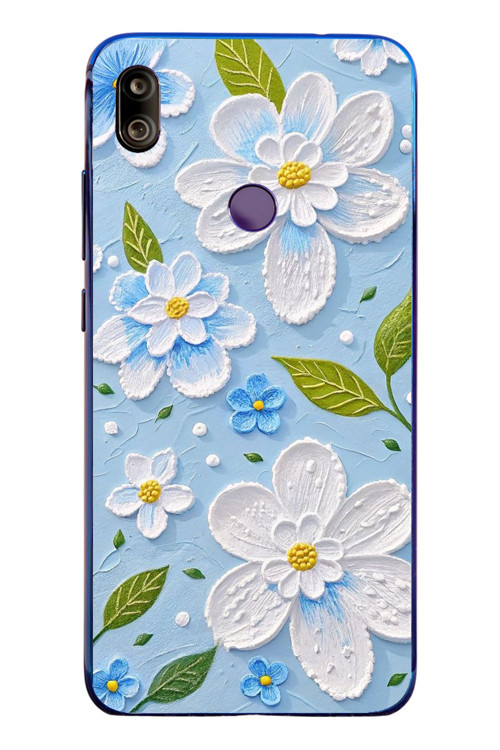Redmi Note 7 Uyumlu Mavi Papatyalar Baskılı Silikon Kılıf