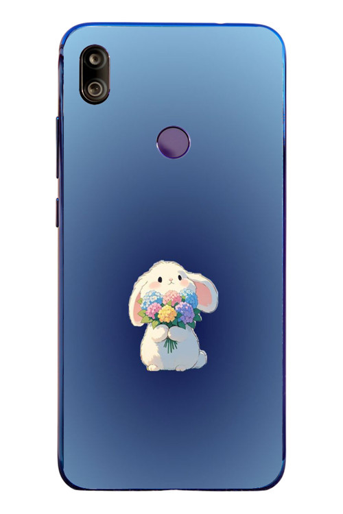 Redmi Note 7 Uyumlu Çiçekli Tavşan Baskılı Silikon Kılıf