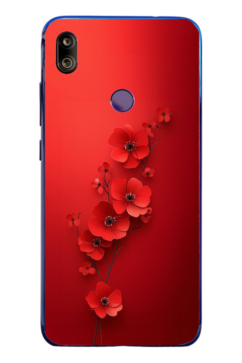 Redmi Note 7 Uyumlu Kırmızı Kardelenler Baskılı Silikon Kılıf