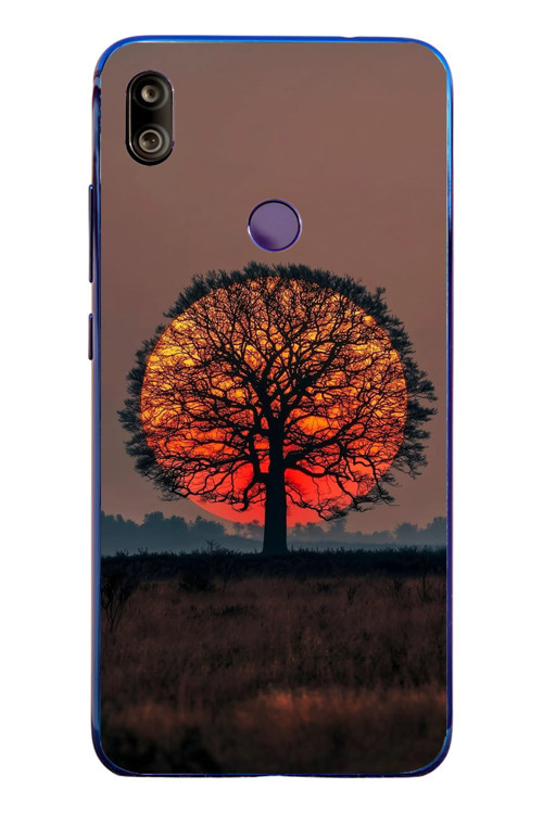 Redmi Note 7 Uyumlu Güneşe Denk Gelen Ağaç Baskılı Silikon Kılıf